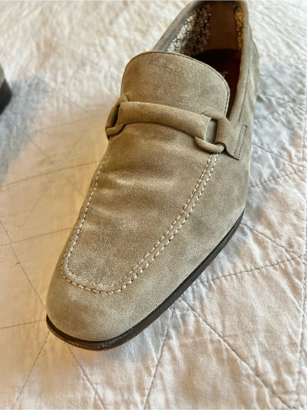 Fratelli Rossetti Estate Men 7 UK 8 US Taupe Suede Horsebit Loafers Shoes Italy